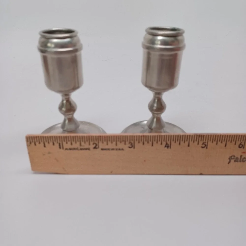Royal Daalderop Pewter Candlesticks Set of 2 Made in Holland Vintage Silver 4.5